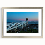 Textured abstract art print depicting a serene Maine landscape in muted earth tones, framed in silver.