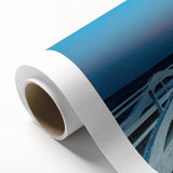 Art Deco style poster of Maine scenery in muted blues and greens on rolled canvas, ideal for nursery wall art.