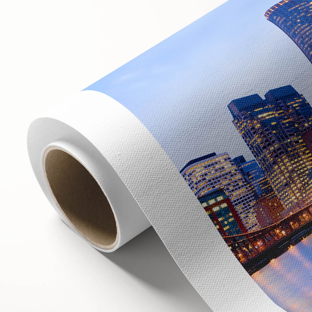Art Deco poster of Boston skyline in pastel shades on rolled canvas, ideal for nursery wall art.