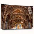 Large abstract wall art of Detroit skyline in muted gray and blue tones on acrylic glass, ideal for dining room decor.