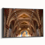 Black and white framed canvas featuring a vintage poster art style landscape of Detroit, ideal for bedroom wall decor.