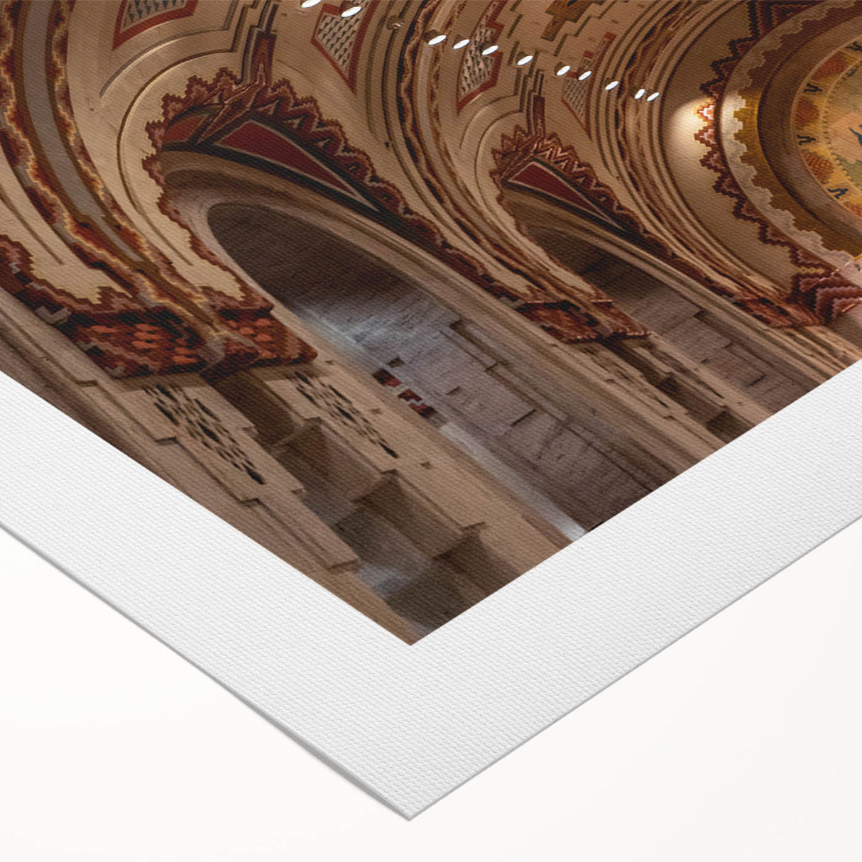 Art deco poster of Detroit skyline in muted gray and blue tones on rolled canvas, suitable for dining room wall art.