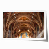 Extra large rolled print of Detroit skyline with muted gray and blue tones, ideal for art wall dining room.
