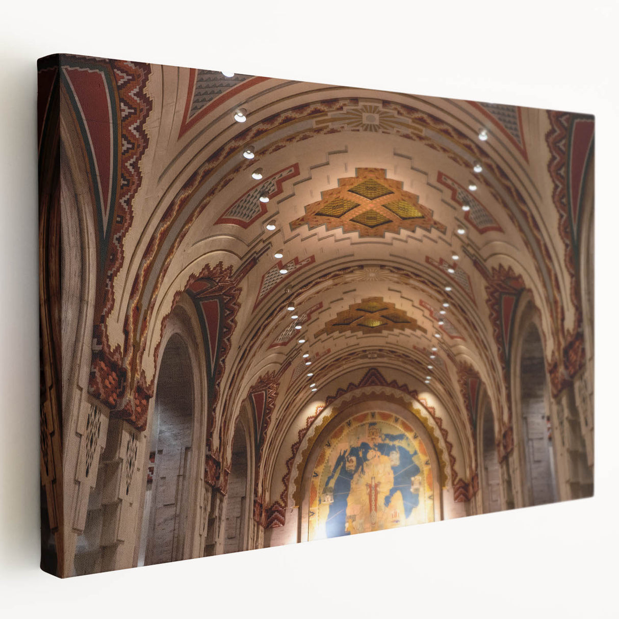 Detroit skyline in muted gray tones on a large stretched canvas, ideal for kitchen wall art.