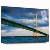 Acrylic print of Michigan's Upper Peninsula in muted earth tones, ideal for bedroom or dining room art.