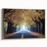 Framed canvas of Minneapolis landscape in muted gold and black tones, suitable for bedroom wall art.