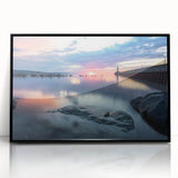 Large abstract wall art depicting Minnesota scenery in muted earth tones, framed in black acrylic.