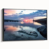 Black and white landscape painting of Minnesota scenery on framed canvas, ideal for bedroom wall art.