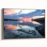 Framed canvas featuring a vintage-style landscape painting of Minnesota scenery in muted gold and black tones.