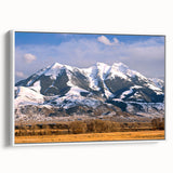 Vintage poster art of Montana scenery on a framed canvas, featuring vibrant colors, ideal for living room decor.