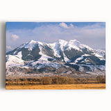Black and white photograph of a Montana landscape on large stretched canvas, ideal for kitchen wall art.