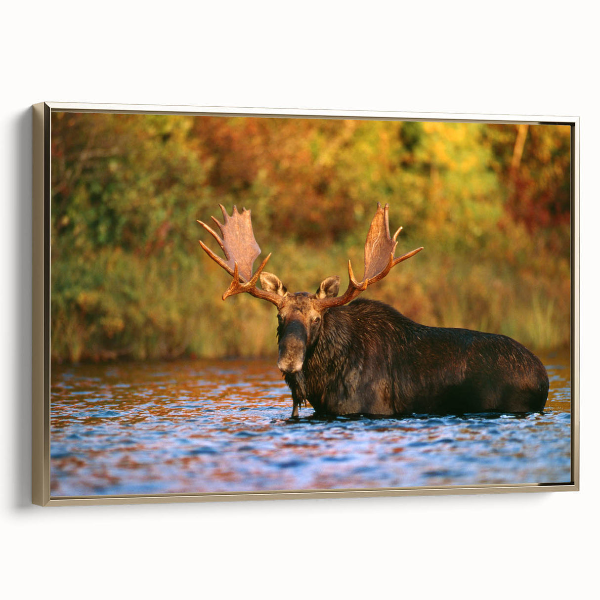 Framed canvas wall art featuring a vintage landscape painting of New Hampshire's scenery, ideal for bedroom decor.