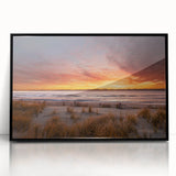 Large abstract wall art depicting a New Jersey landscape in muted earth tones on a framed acrylic.