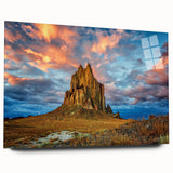 Large abstract depiction of New Mexico scenery in muted earth tones on acrylic glass.