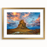Extra large abstract art print of a textured New Mexico landscape in muted earth tones, framed with a gold mat.