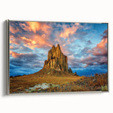 Framed canvas depicting a vintage-style New Mexico landscape in colorful hues, ideal for enhancing a living room's ambiance.