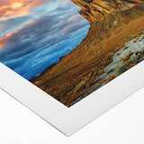 Art deco poster featuring New Mexico scenery in muted earth tones on rolled canvas, suitable for dining room wall art.