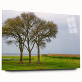 Acrylic print of the Outer Banks in North Carolina, showcasing a serene beach scene in soft blue and beige tones.