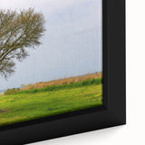 Black wall art depicting the Outer Banks, North Carolina, on a textured, framed canvas with vibrant colors.