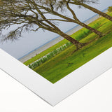 Art deco poster of North Carolina Outer Banks on rolled canvas, featuring soft pastel shades, ideal for dining room wall art.