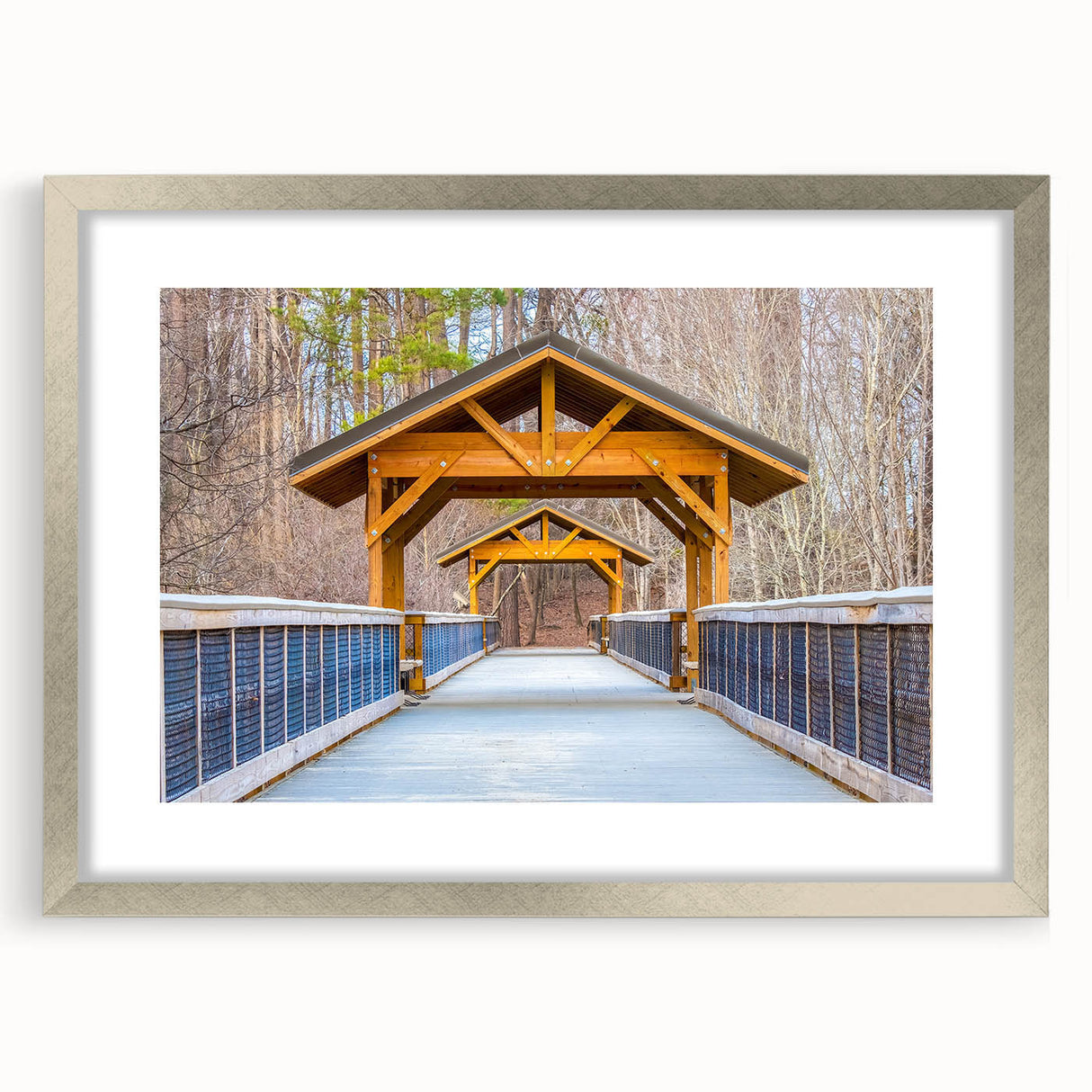 Textured abstract art print depicting a muted color palette of Raleigh, framed in silver, ideal for bedroom art.