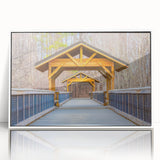 Acrylic print of Raleigh, North Carolina skyline in art deco style with muted blue and white tones.