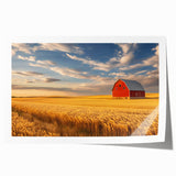 Rolled print of North Dakota scenery with subdued floral elements in soft earth tones.