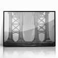 Large abstract wall art of the Brooklyn Bridge in muted gray and black tones on framed acrylic.