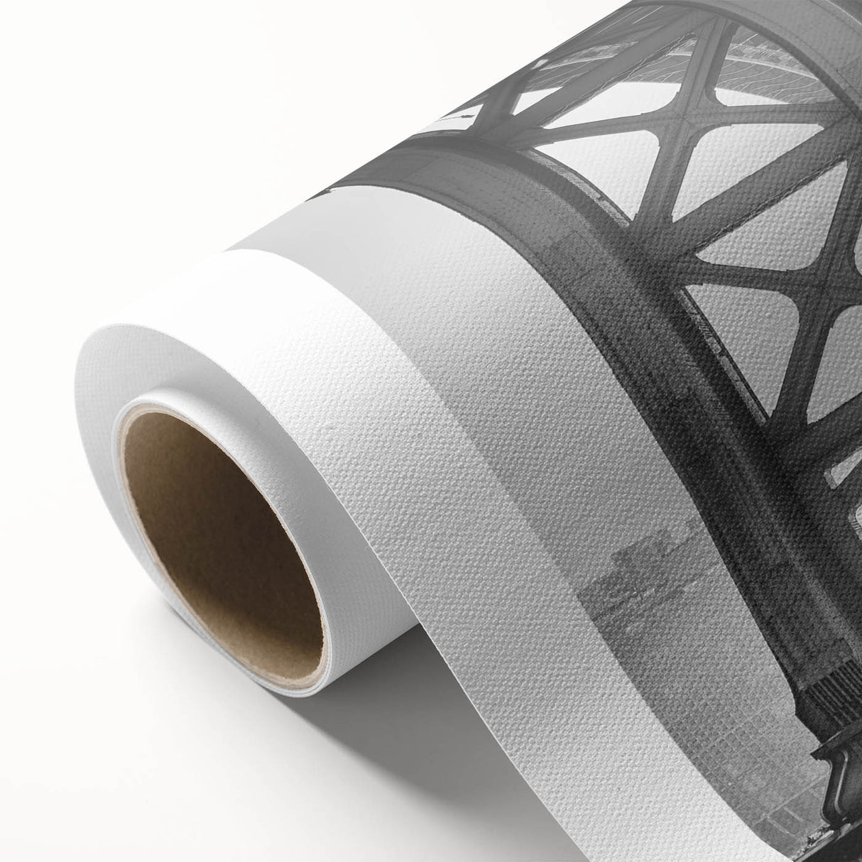 Art Deco poster of Brooklyn Bridge in monochrome tones on rolled canvas, ideal for nursery wall art.