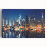 Black and white large art print of Manhattan skyline on stretched canvas, ideal for kitchen wall art.