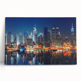 Black and white stretched canvas of Manhattan skyline, ideal for kitchen wall art or bedroom ambiance.