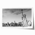 Extra large rolled print of the Statue of Liberty with muted gray and blue tones, suitable as art wall dining room.