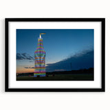 Extra large abstract art print featuring colorful, textured scenery of Oklahoma on a black framed canvas.