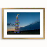 Extra large abstract art print of a textured Oklahoma scenery in muted earth tones, framed in gold.