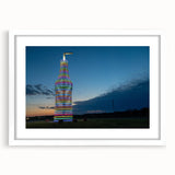 Abstract art print of Oklahoma scenery in muted earth tones on a white framed canvas, ideal for dining room decor.