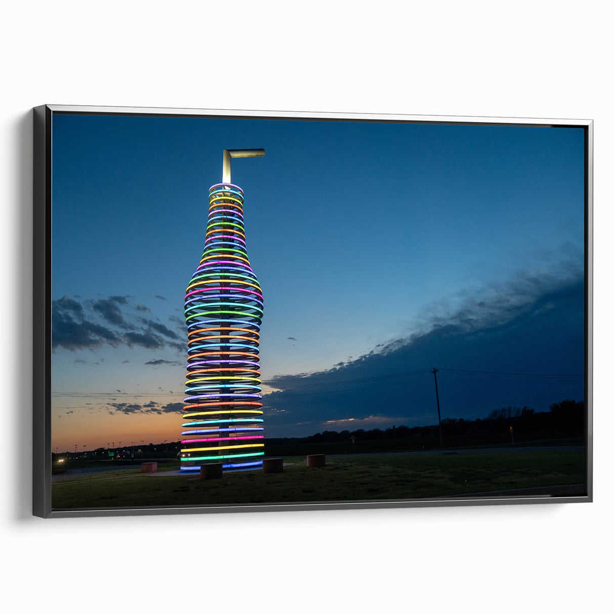 Black and white landscape art painting of Oklahoma scenery on framed canvas, ideal for bedroom wall decor.