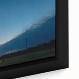 Close-up of textured black wall art featuring a colorful Oklahoma scenery on a framed canvas, ideal for living room decor.