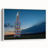Vintage poster art of Oklahoma scenery on a framed canvas, featuring vibrant colors, ideal for living room decor.