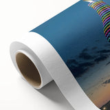 Art deco poster of Oklahoma scenery on rolled canvas, featuring pastel shades, ideal for nursery wall art.