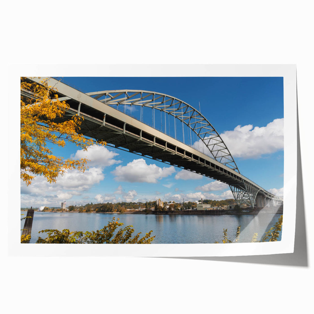 Rolled print of Portland, Oregon scenery in soft pastel shades, suitable for art wall dining room or classy bathroom.