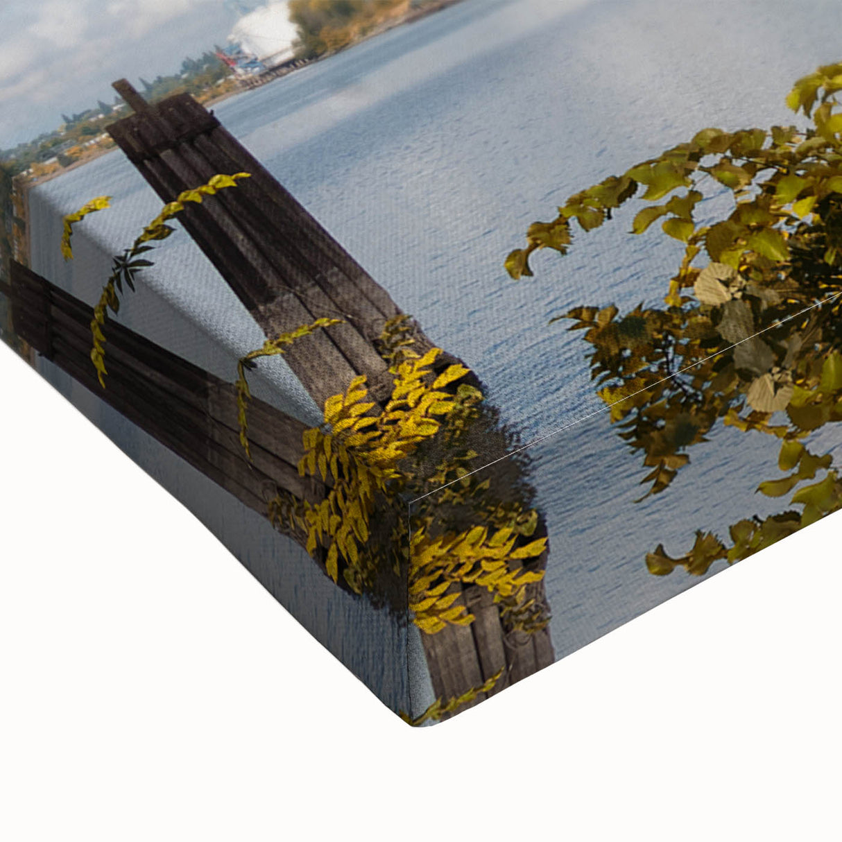 Large art of Portland, Oregon landscape in black and white on stretched canvas, suitable for bedroom wall decor.