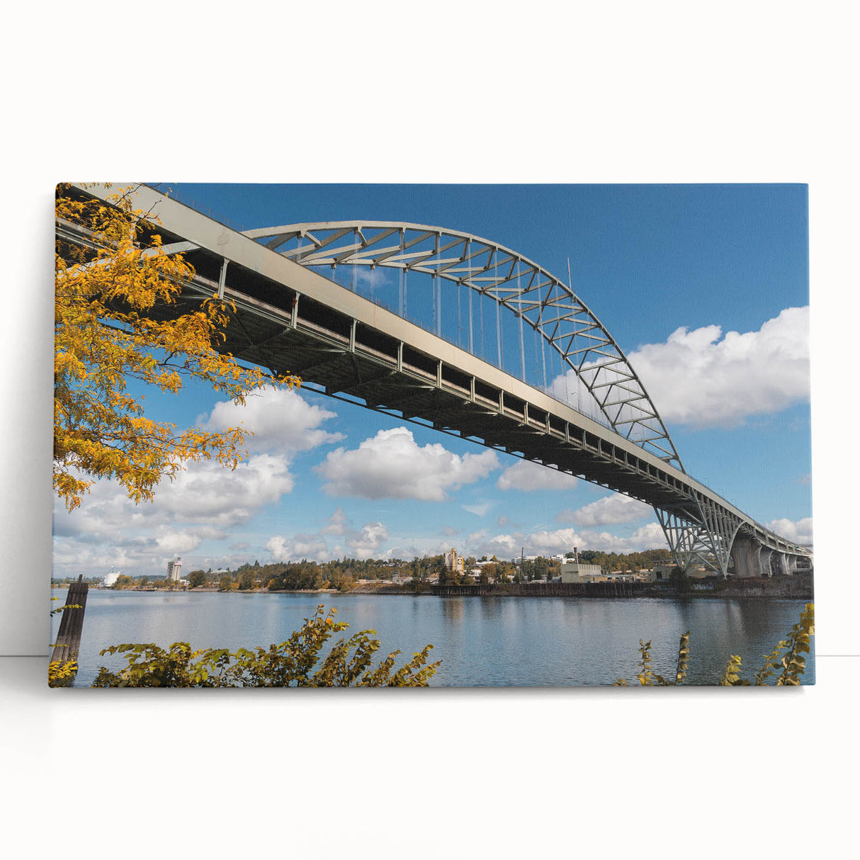 Black and white stretched canvas of Portland, Oregon skyline, ideal for kitchen wall art or bedroom ambiance.