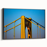 Black and white framed canvas of Pittsburgh landscape, ideal for bedroom wall art.