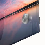 Large abstract wall art featuring a mid-century modernist design of Pennsylvania scenery in muted earth tones.