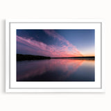 Abstract art print of Pennsylvania scenery in muted earth tones, framed with a white mat.