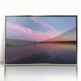 Mid-century modernist art depicting Pennsylvania scenery in silver-framed acrylic, suitable for nursery wall art.