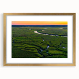 Extra large abstract art print of Charleston scenery in muted earth tones, framed in gold, ideal for living room decor.