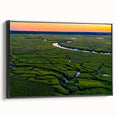 Black and white framed canvas of Charleston landscape, ideal for bedroom wall art, featuring a vintage poster style.
