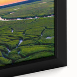 Textured black wall art featuring a colorful Charleston scenery on a framed canvas, ideal for living room decor.