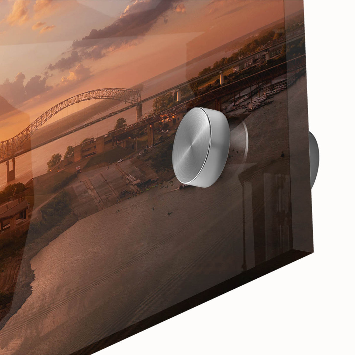 Large abstract wall art depicting Memphis, Tennessee scenery in mid-century modernist style on acrylic glass.